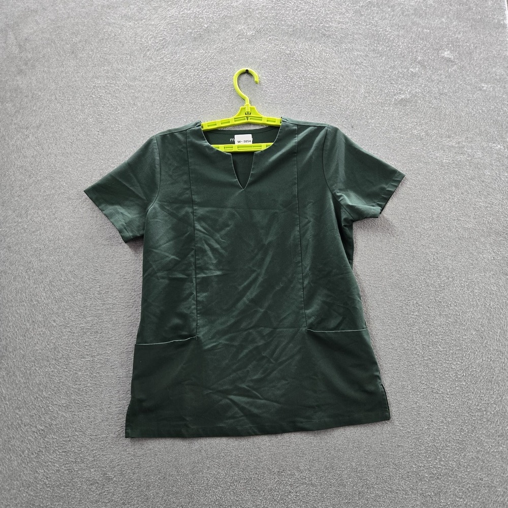 Mandala Women Scrub Top Green Activewear Equa-Tek V-Neck Pullover Short Sleeve